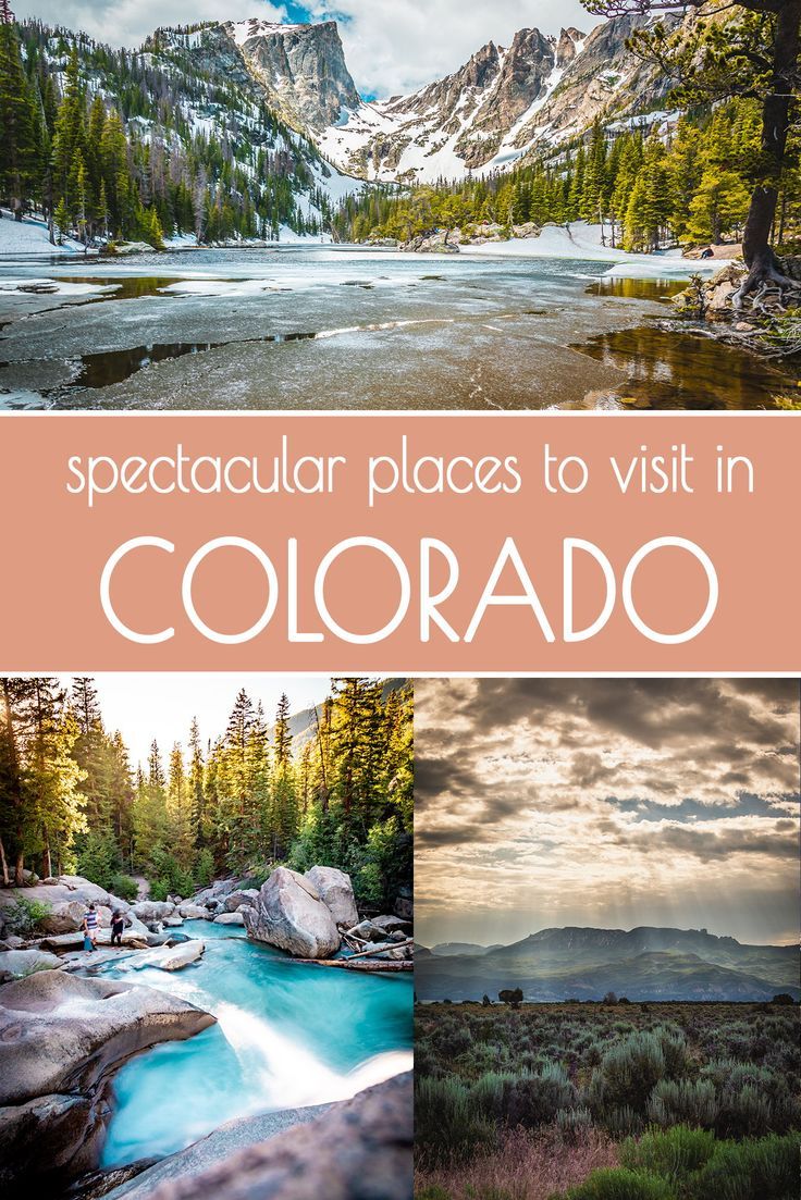 the cover of spectacular places to visit in colorado, with pictures of mountains and rivers
