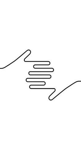 a line drawing of two hands touching each other