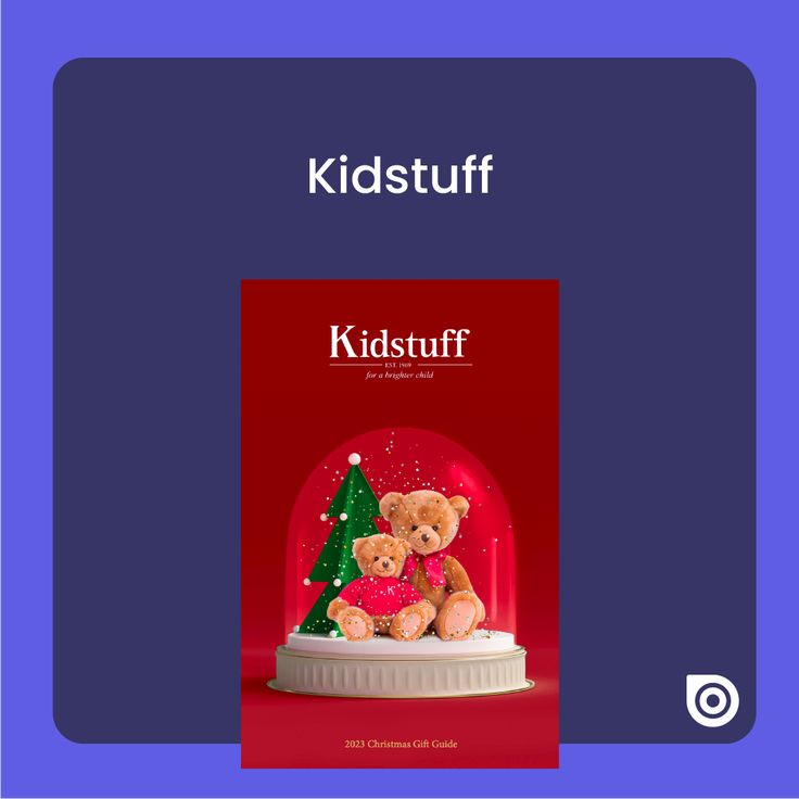 a book cover for kids stuff with a teddy bear in a snow globe and a christmas tree