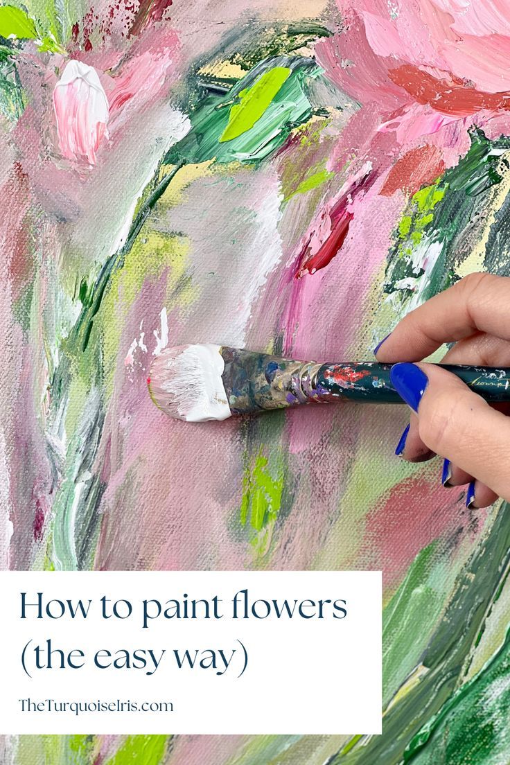 someone is painting flowers with paintbrushes on the easel and text overlay reads how to paint flowers the easy way