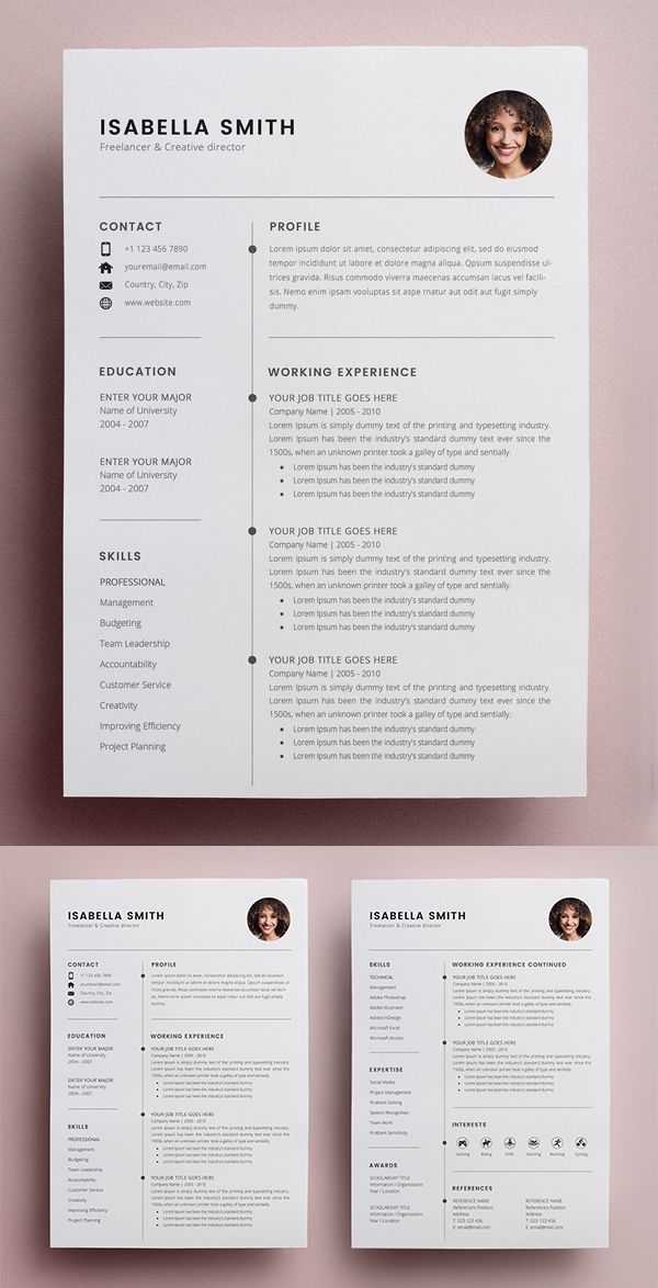 two resume templates, one with a photo and the other with an image on it