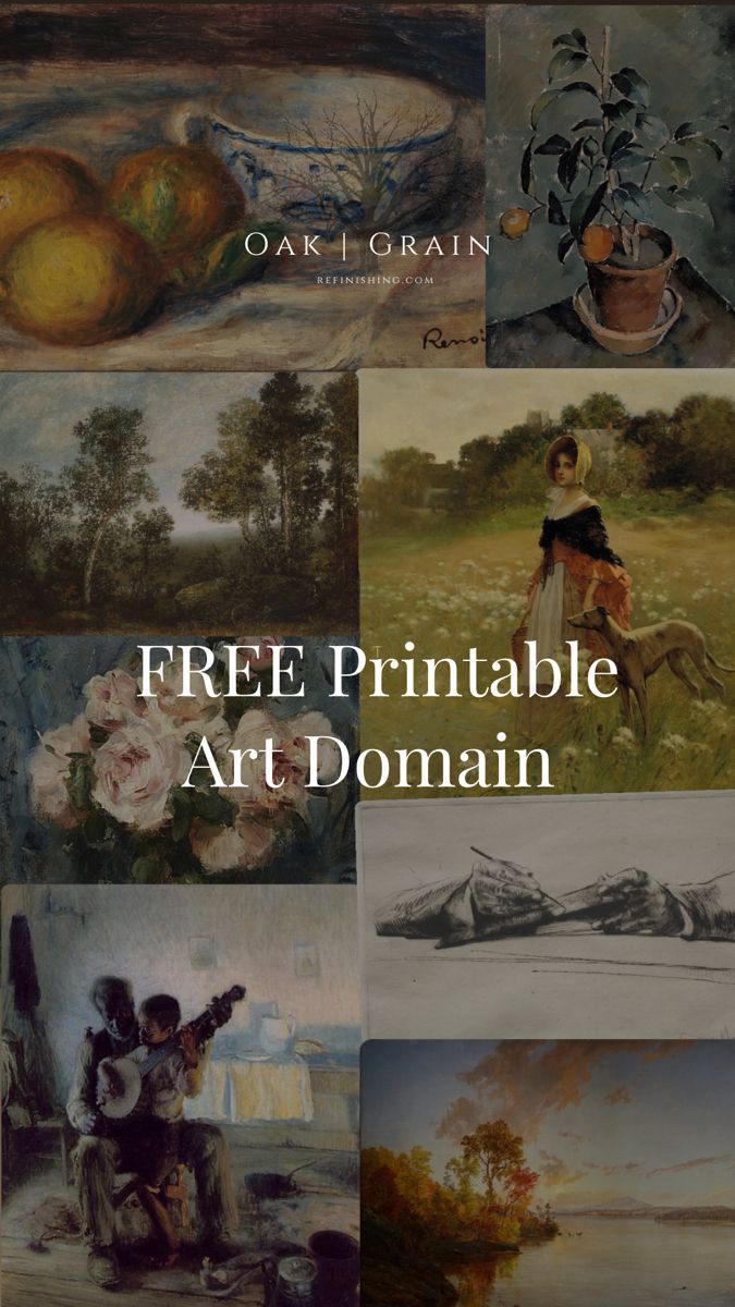 an image of some paintings with the words free printable art domain