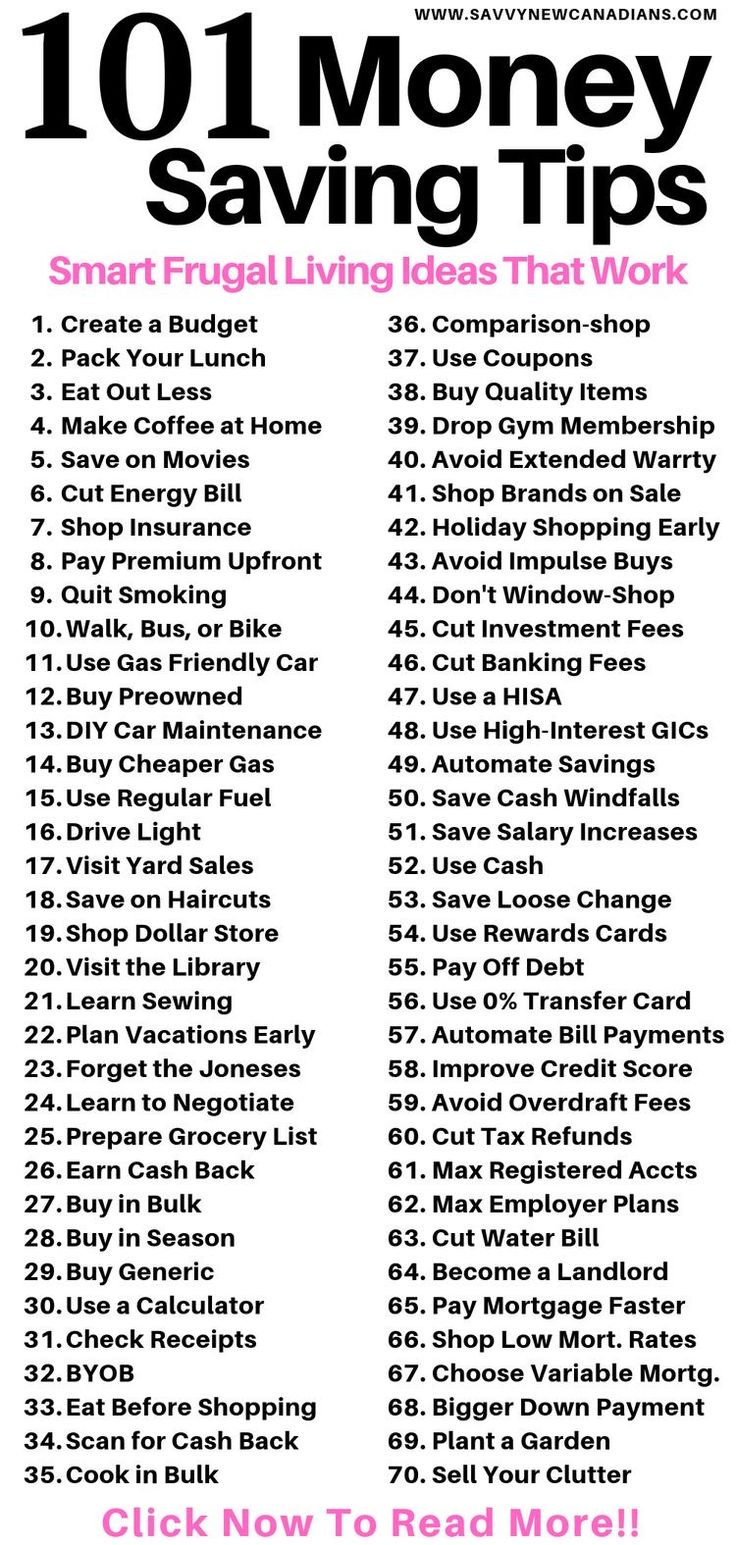 the ten money saving tips list
