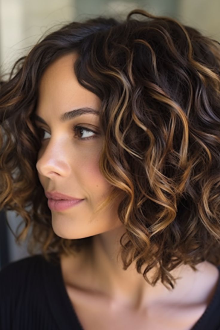 Get ready to turn heads with a curly-layered bob featuring dark roots for an edgy contrast. The dark roots add depth and give your curly layers a grunge vibe. Click here to check out more stunning medium-length layered haircuts trending right now. Medium Length Hair Cuts With Layers, Medium Length Hair Cuts, Medium Length Curly Hair, Medium Curly Bob, Medium Length Curly Hairstyles, Medium Length Wavy Hairstyles, Shoulder Length Curly Hair, Medium Curly Haircuts, Medium Hair Styles