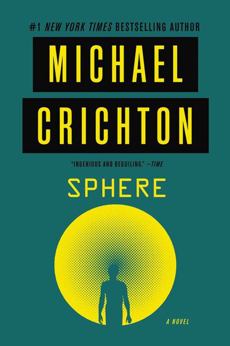 the book cover for sphere by michael crichton, which features an image of a man
