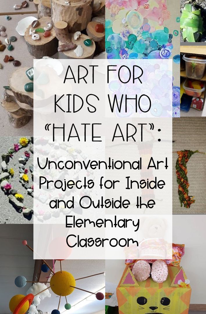 Art for Kids Who Hate Art: All kinds of unconventional art projects for elementary students that will get you buy-in from the most reluctant students. #artseducation #outdooreducation #artclass Elementary Art, Middle School Art, Art Lessons Elementary, Elementary Art Projects, Middle School Art Projects, Art Lessons For Kids, Classroom Art Projects, Upper Elementary Art, School Art Projects
