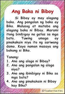 an english card with the words'ang baka ni biboy'in different languages