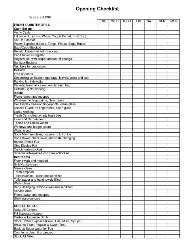 the printable checklist for an event is shown in this file, which contains several items