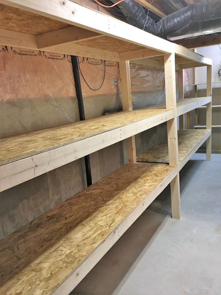 the shelves are lined with plywood boards