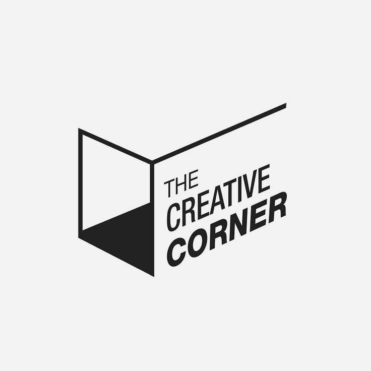the creative corner logo is shown in black and white