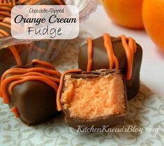 orange cream fudge candy with chocolate on the side
