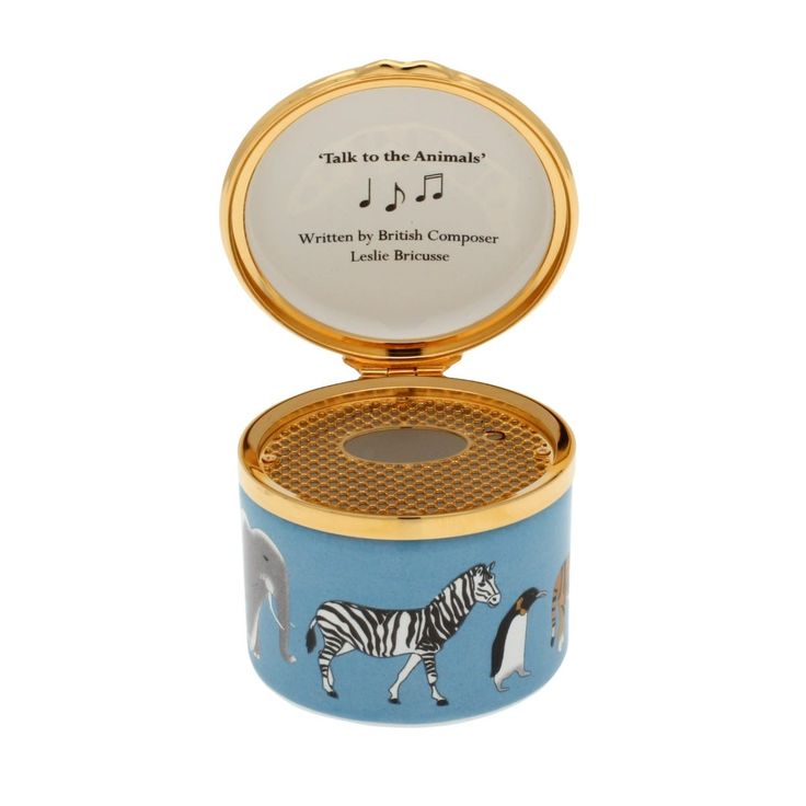 Part of Halcyon Days' Baby & Christening range, the Noah's Ark musical box is a lovely gift for newborns. This beautiful keepsake is adorned with the wild animals and Noah's Ark and, once opened, this piece plays 'Talk to the animals' written by British composer Leslie Bricusse. Bring smiles to all with a gift that can be treasured for years to come. Halcyon Days' enamels demonstrate the very best of British craftsmanship and their craftsmen take great pride in delivering luxury products of the Musicals, Craftsman, Fortnum And Mason, Musical Box, Halcyon Days, Best Of British, Keepsake, Box, Musique