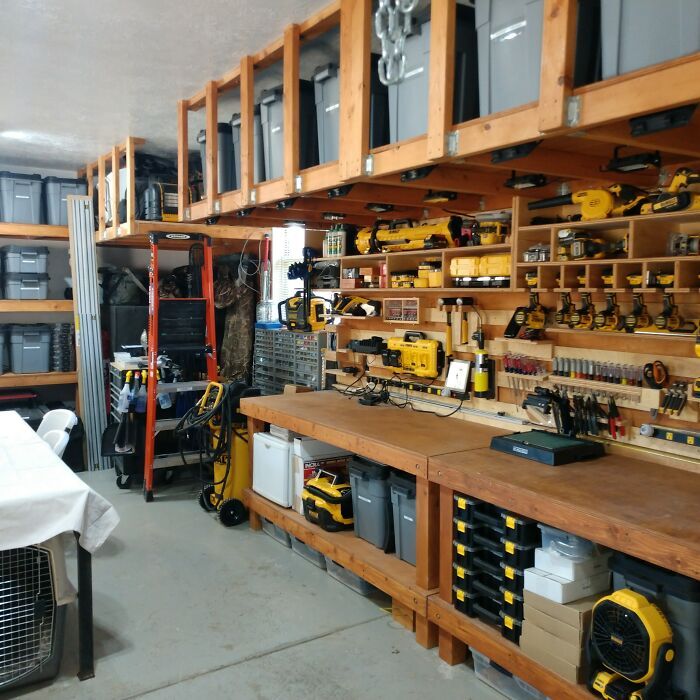 a room filled with lots of tools and shelves