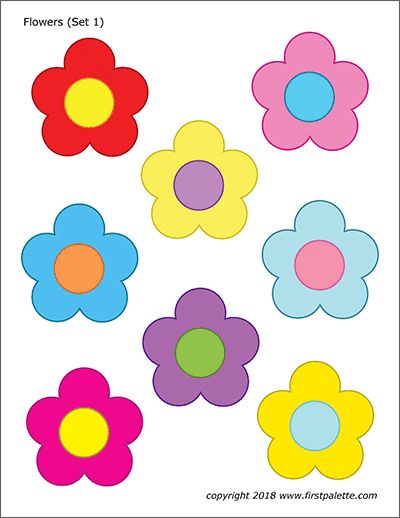 flower cut outs are shown with different colors and shapes on the same piece, each one has