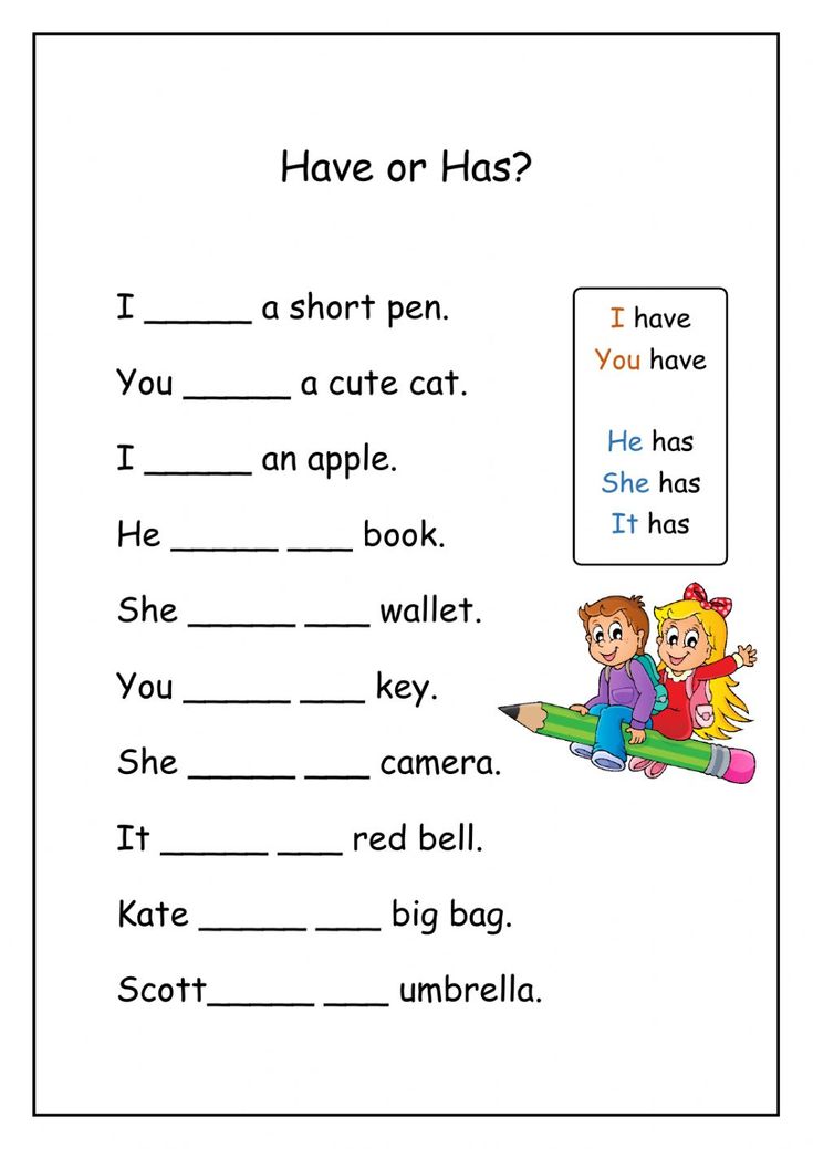 an english worksheet for children to learn how to read the words have or has?