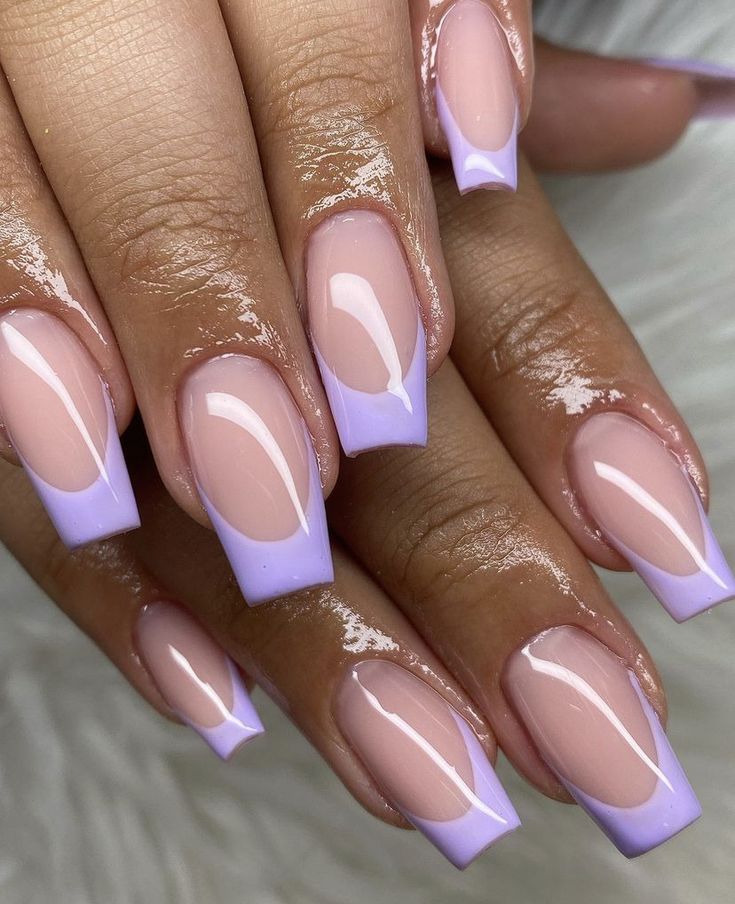 Purple french nails Purple Nail, French Tips, French Tip Acrylics, Square Nails, French Tip Nails, Purple Acrylic Nails, French Tip Acrylic Nails, Lilac Nails Design, Lilac Nails