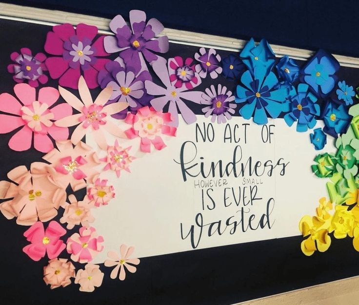 a sign with flowers painted on it that says, no art of kindness is ever wasted