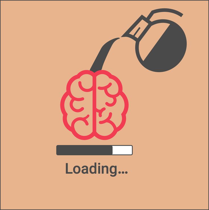 a poster with the words loading and an image of a brain pouring out of a pipe