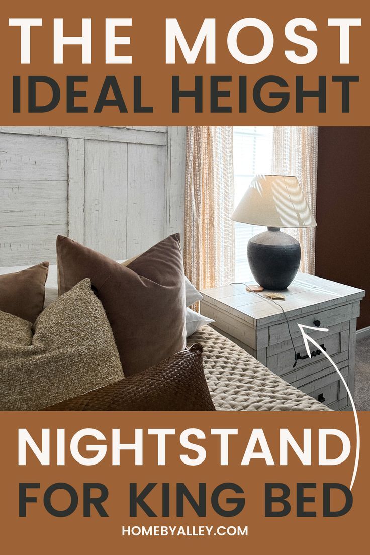 what size nightstand for king bed Life Hacks, King Bed Small Room, Bedside Table Size, Tall Bed, King Bed Headboard, Master Bedroom, Tall Bedside Table, King Size Headboard, King Size Bed
