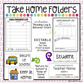 a poster with the words, take home folders and student information for students to use