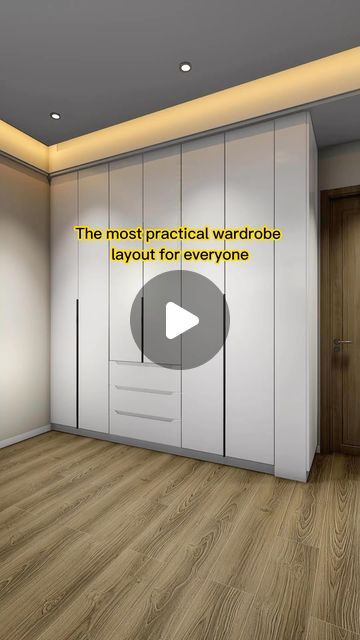 an empty room with wooden floors and white walls, has the words'the most practical wardrobe layout for everyone '