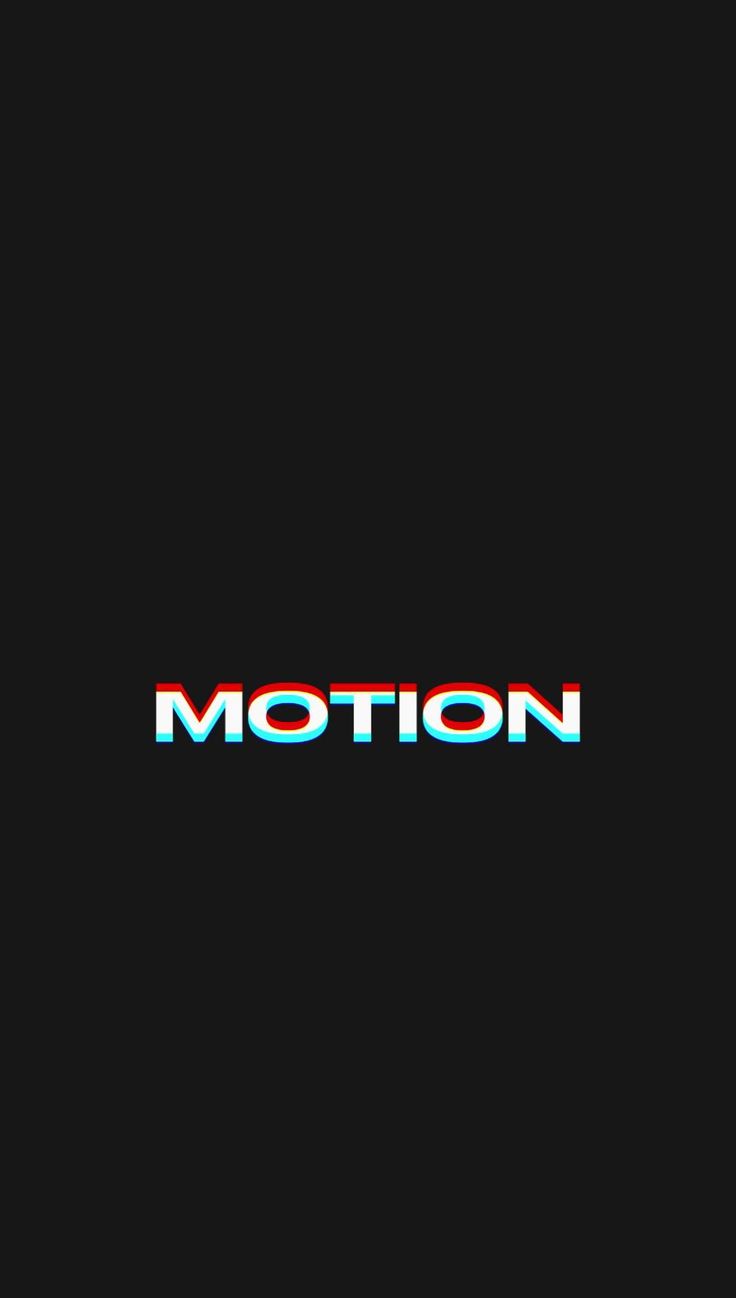 the word motion on a black background with red and blue letters in front of it