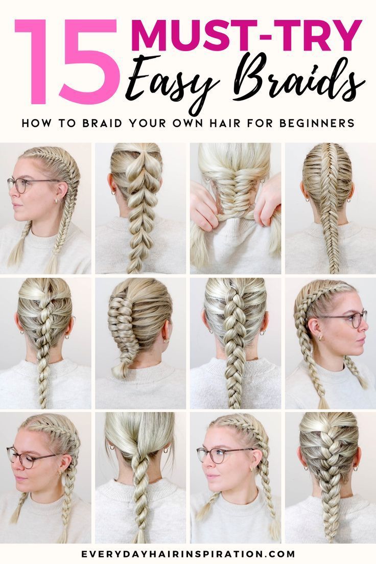 This "How to braid your own hair" tutorial will teach you 15 easy braids you can do on yourself! #howToBraid #EasyHairstyles Plaits, Braided Hairstyles, Braiding Your Own Hair, Easy Braids, Braided Hairstyles Easy, Braided Hairstyles Tutorials, Different Braids, Braids For Long Hair, Braids For Thin Hair