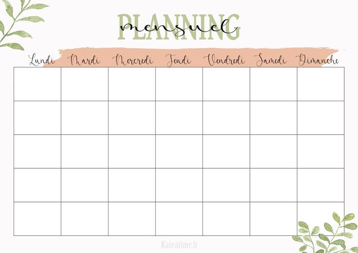 a printable planner with plants and leaves on the top, in front of a white background