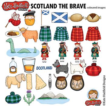 scotland the brave clip art set includes scottish symbols and other items to decorate with your child's artwork