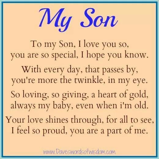 a poem that says, my son to my son i love you so