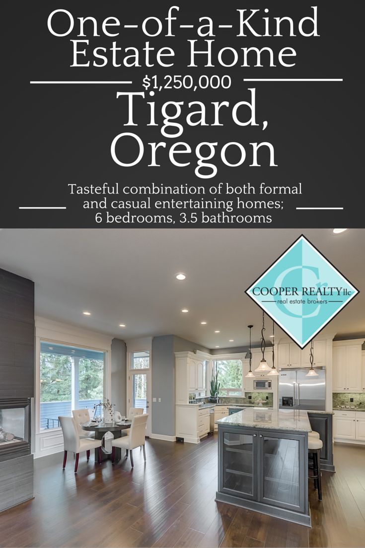 an advertisement for a new home in tigard, oregon with the words one - of - a - kind estate at $ 1, 250, 000