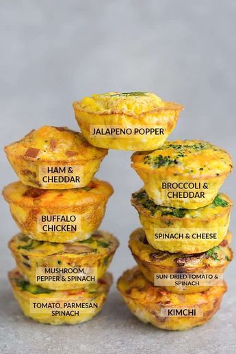 several different types of food stacked on top of each other