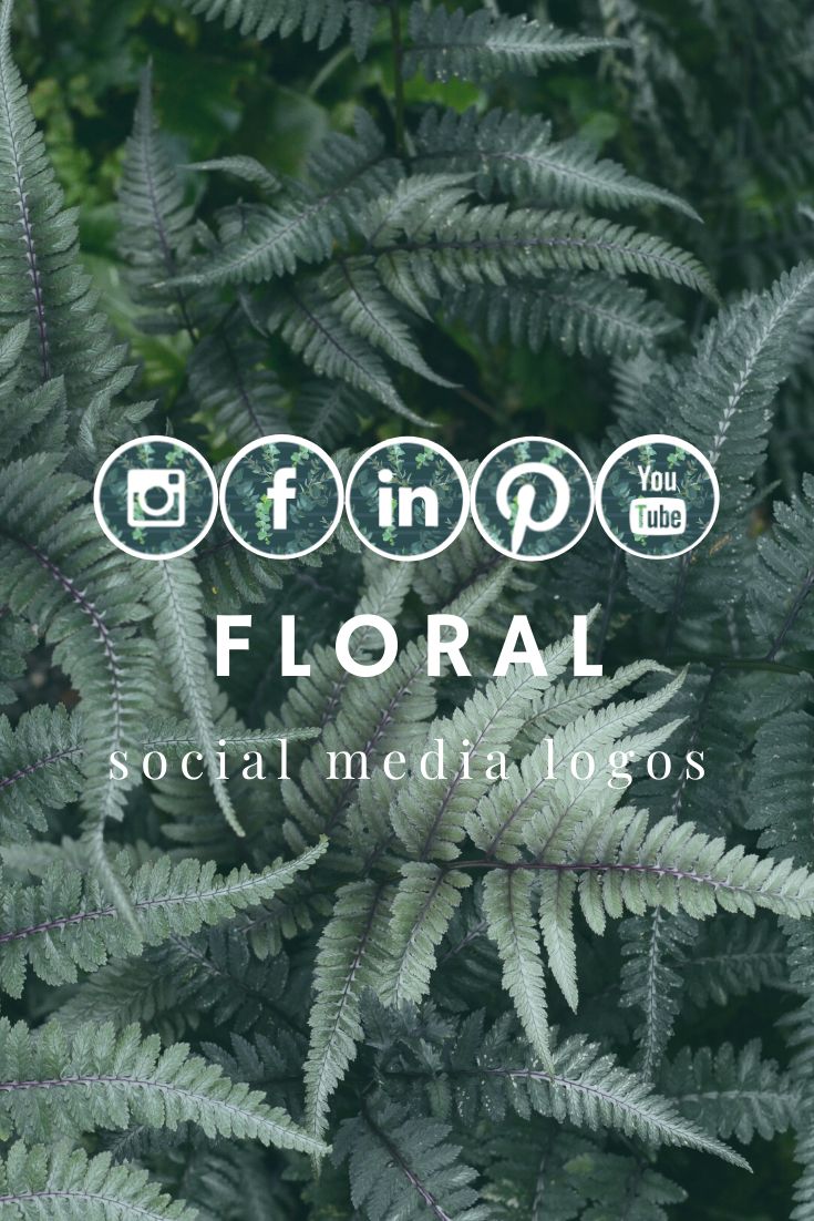 some green plants with the words floral social media icons on them in front of it