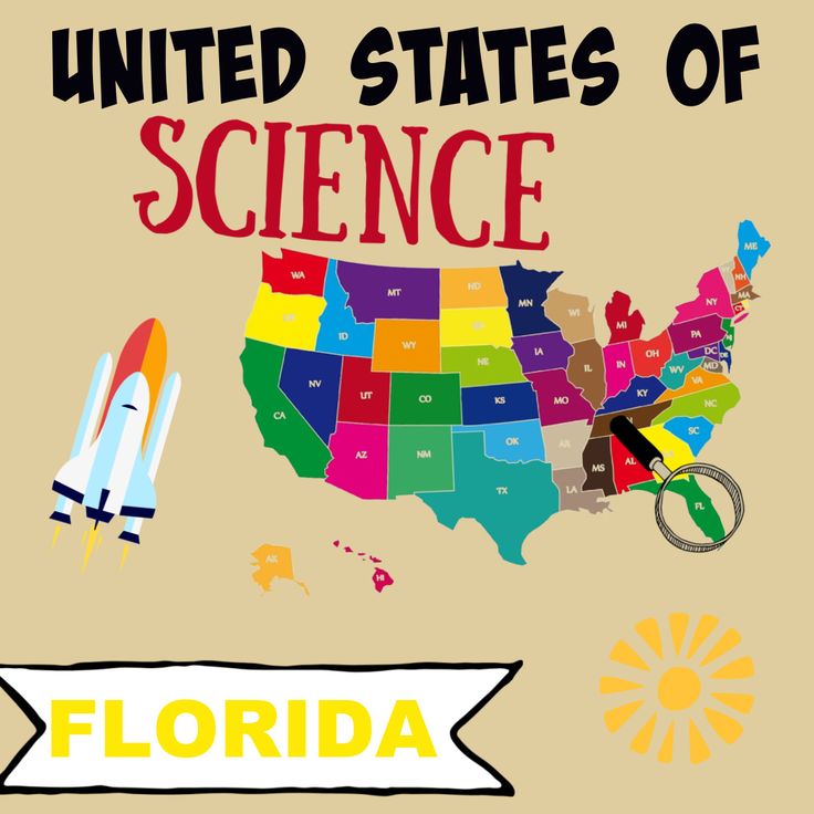 the united states of science with a rocket and map