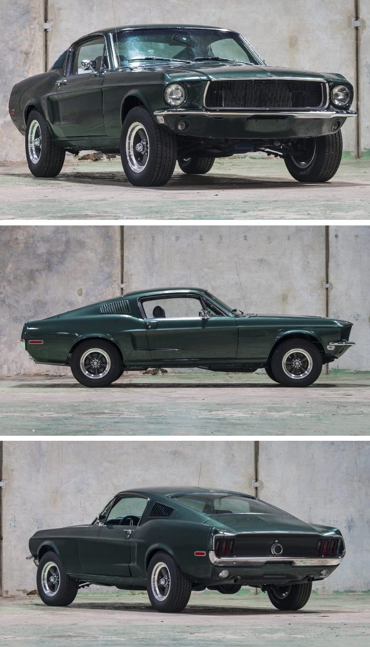 three pictures of the same car in different stages, one is green and the other is black