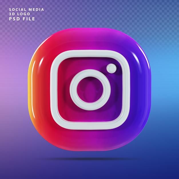 the instagram logo is displayed on a blue and purple background with white letters that read social media, psd file