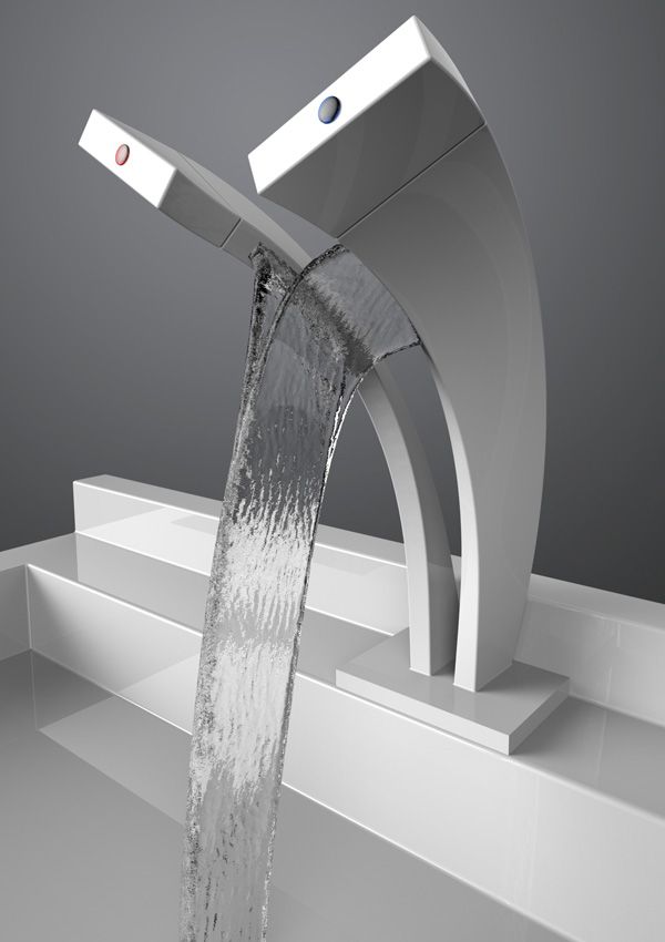 a water faucet in the shape of an arch