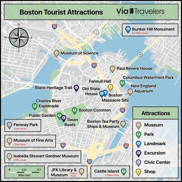the boston tourist attractions map is shown