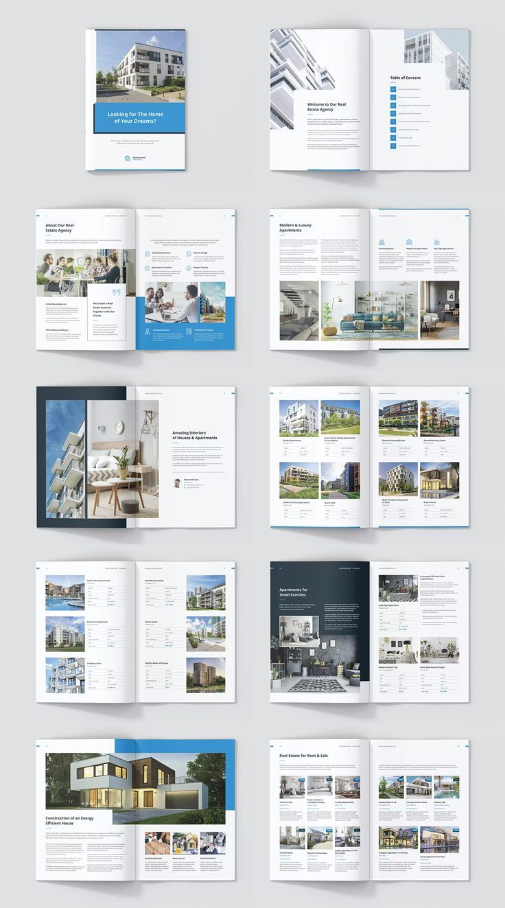 an open brochure is shown with many different images and text on the pages