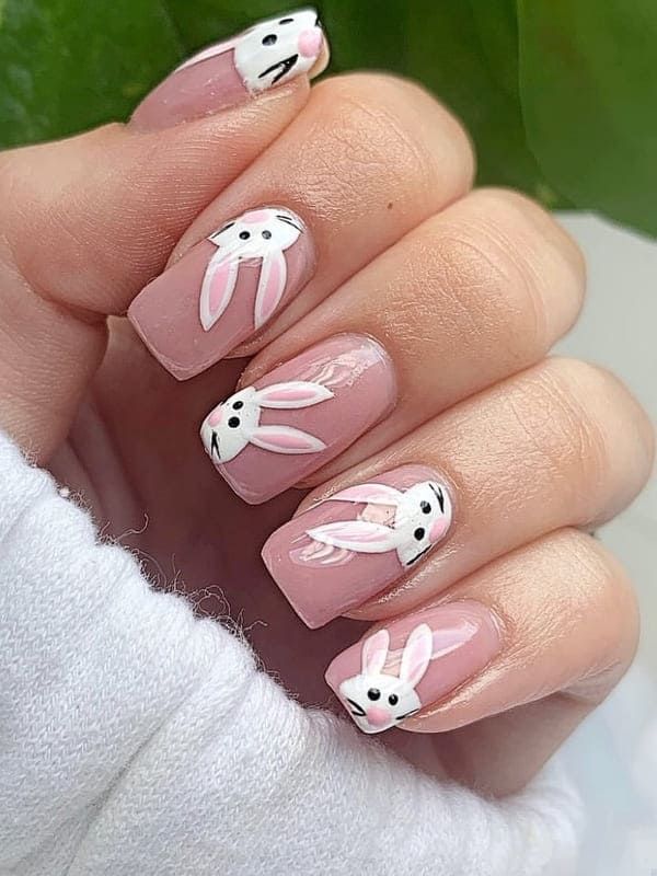 cute bunny nail design Nail Art Designs, Flower Nails, Easter Nail Designs, Easter Nail Art Designs, Easter Nail Art, Bunny Nails, Cute Nails, Spring Nail Art, Uñas