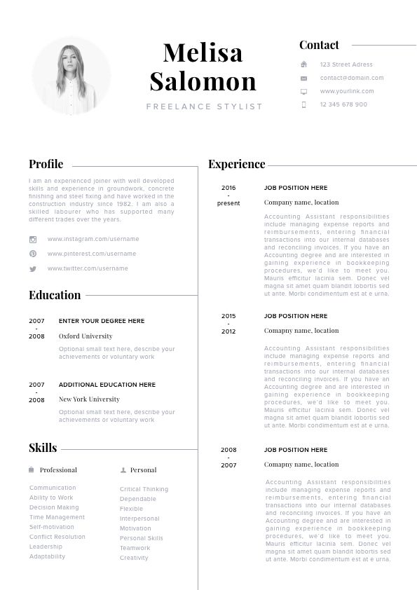 a professional resume with no work experience on the front and back cover, it is white