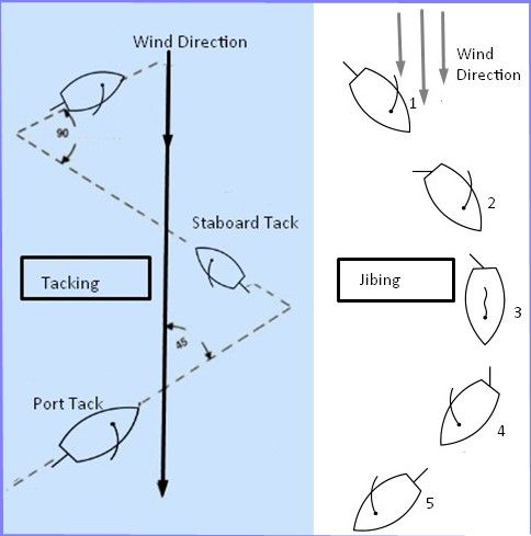 the diagram shows how to use wind direction for different types of fish and their surroundings