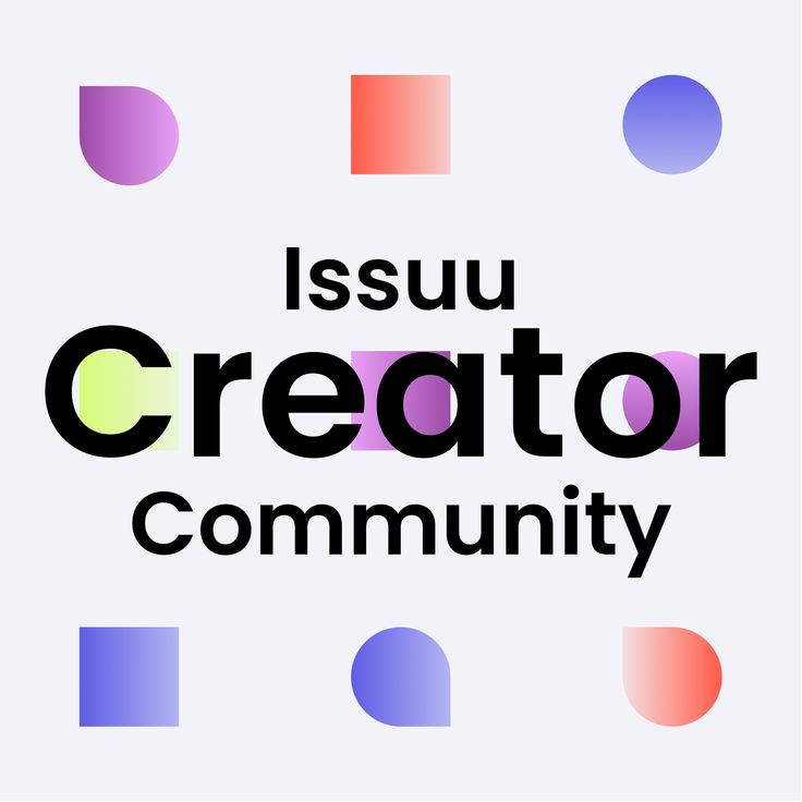 the words isu creator community surrounded by multicolored circles on a white background