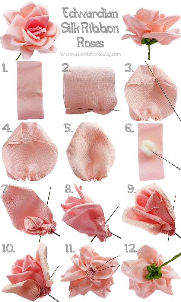 the instructions for how to make silk ribbon roses