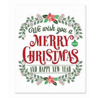 a christmas card with the words merry christmas and happy new year written in red on it