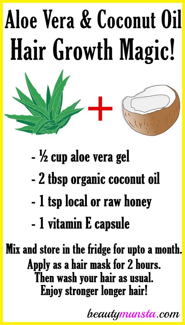 a poster with instructions on how to use aloe vera and coconut oil for hair growth