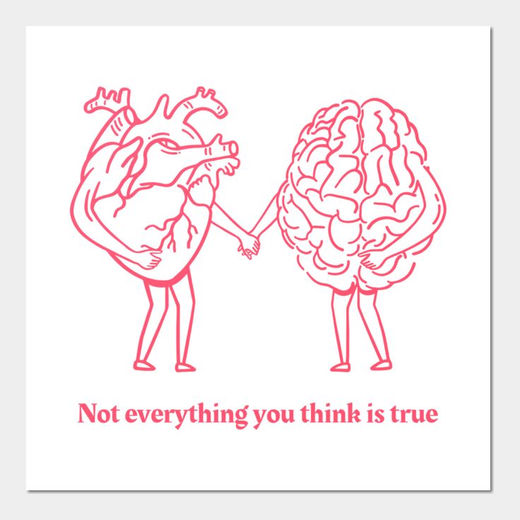 two people holding hands with the words not everything you think is true in red ink