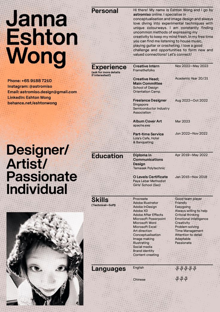 a professional resume with an orange background