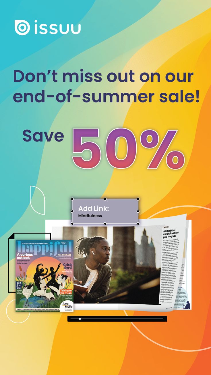 an advertisement for the summer sale is shown in front of a colorful background with text that reads, don't miss out on our end - of - of - or - summer sale save 50 % off