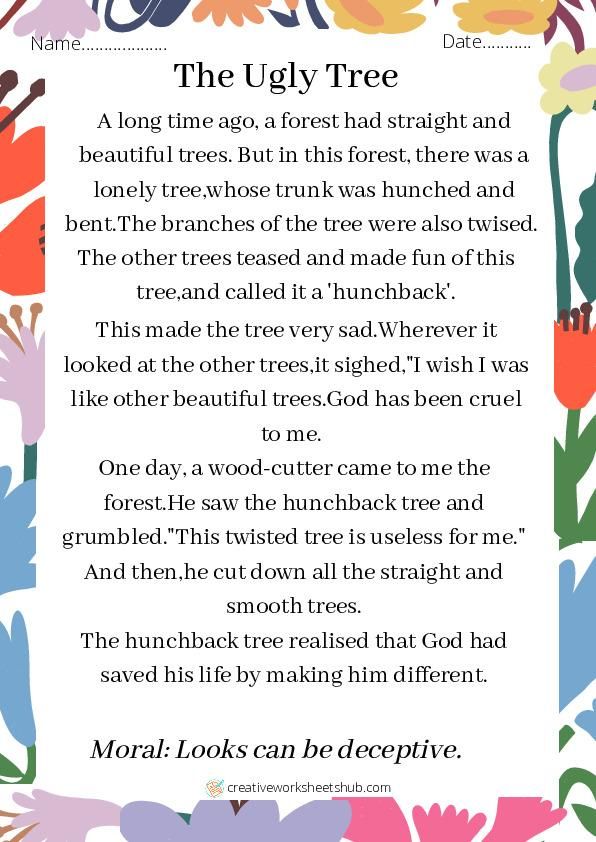 the ugly tree poem with colorful flowers